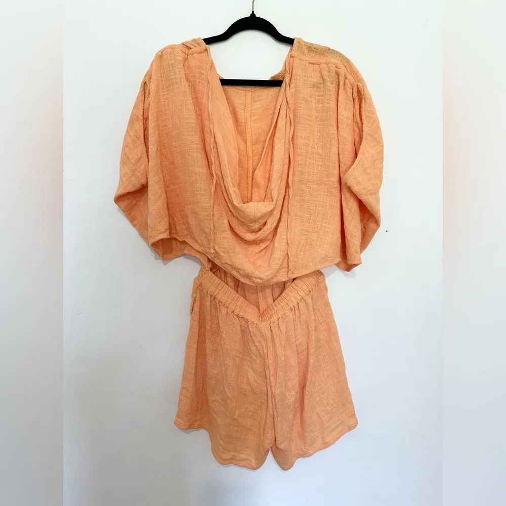 Free People Pietro Tie Back Romper open back Flowy lagenlook boho size XS - Image 3