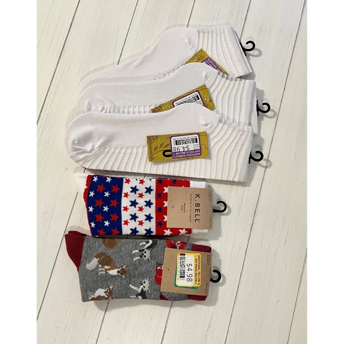 Socks Womens DSW Sock 5 Five Pairs Christmas Gift Fox Socks White Socks Stars A1 - Image 3