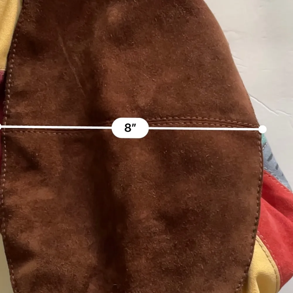 Lucky Vintage Large Suede/Canvas Adjustable Strap Exquisite Patchwork Tote/Bag - Image 12