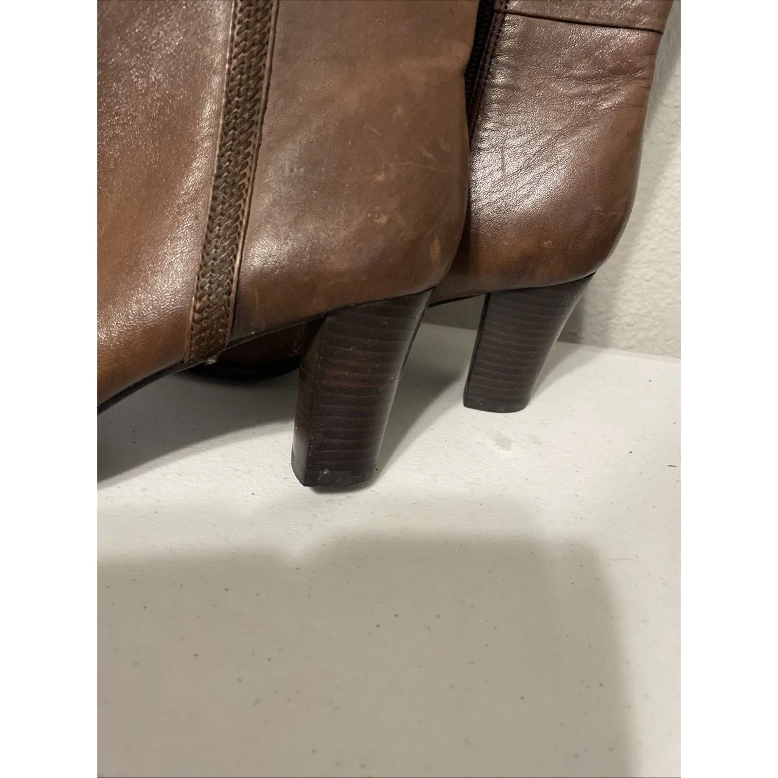 A.n.a Brown Leather Tall Knee High Heel Riding Boots Womens Size 8.5 - Image 3