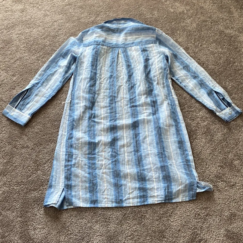 Tommy Hilfiger Blue Striped Linen Blend Button Down Dress SIZE 4 - Image 5