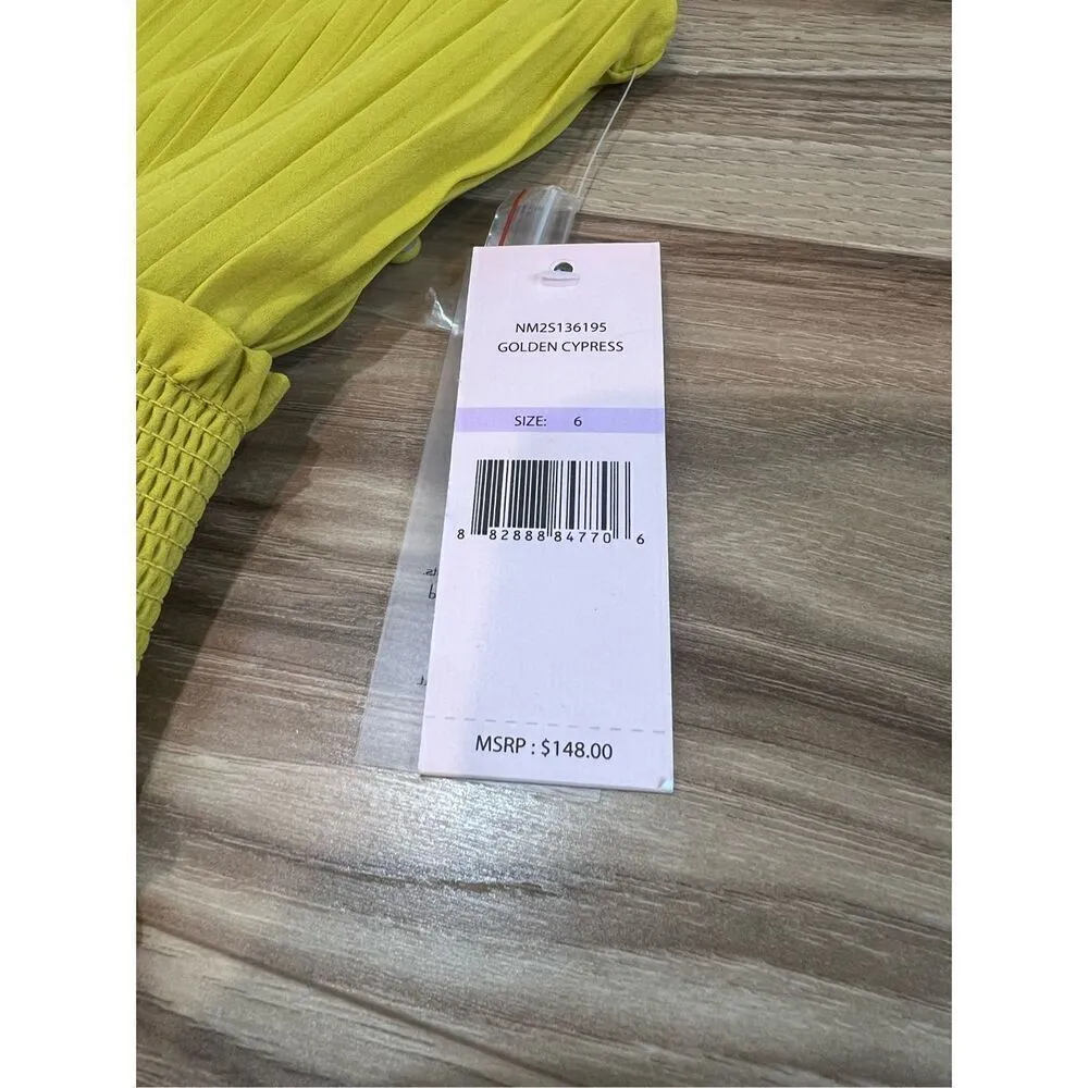 Nanette Lepore NWT Yellow Pleated / Smocked Dress Size 6 - Image 5