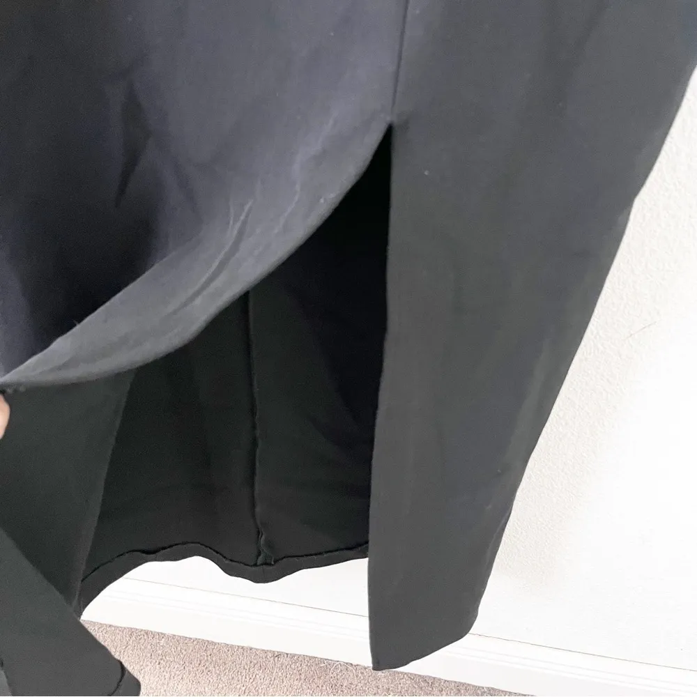 Shoshanna Virginia Asymmetrical Ruffle Neckline Sheath Maxi Dress in Black - Image 4