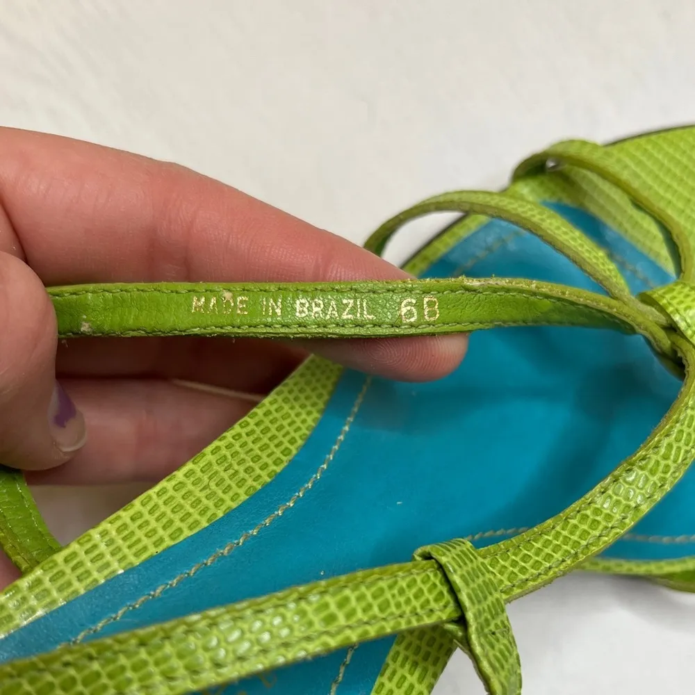 Lauren Ralph Lauren Vintage Reptile Green Sling Back Heeled Sandals sz 6 - Image 9