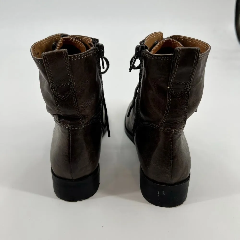 Lucky Brand Hestawn Women's Moto Boots LEATHER upper dark brown street size 7 - Image 6