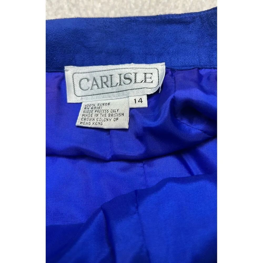 Vintage Carlisle Royal Blue 100% Suede Flare Skirt Women's Size 14 - Image 2