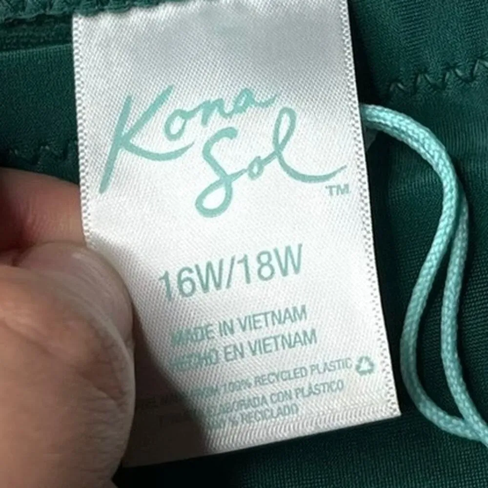 Kona Sol Women's Plus Size Bikini Bottom Green Hipster Full Coverage NWT Sz 16W - Image 5