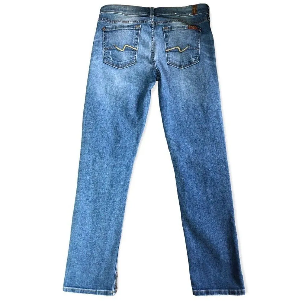 7 For All Mankind Josefina Boyfriend Mid Rise Medium Wash Jeans - Image 4