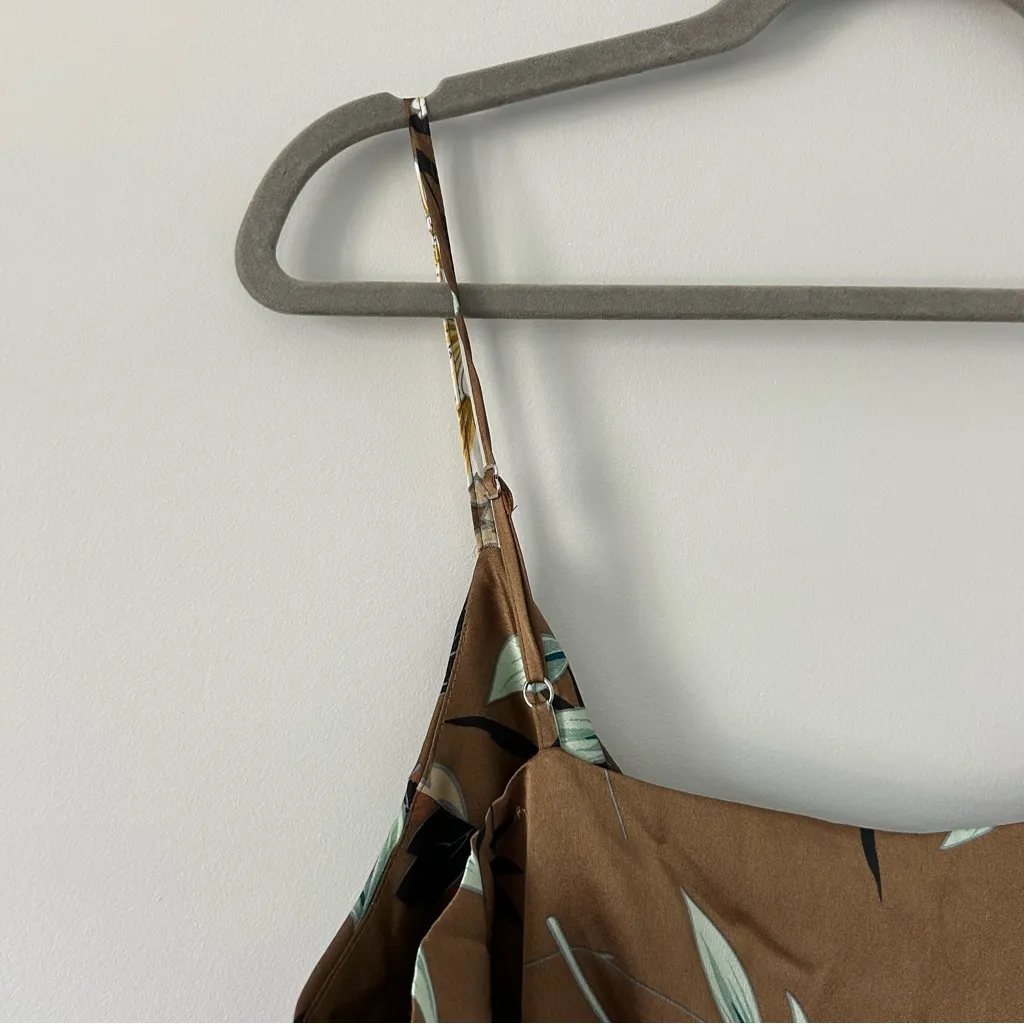 Baltic Born Brown Steffi Tulip Wrap Satin Dress Mocha Floral NWT Large - Image 8