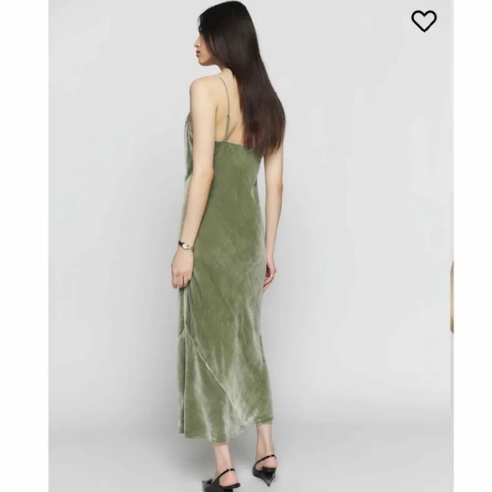 Reformation Salamanca Cowl Neck Crushed Velvet Midi Dress in Green Artichoke - Image 2