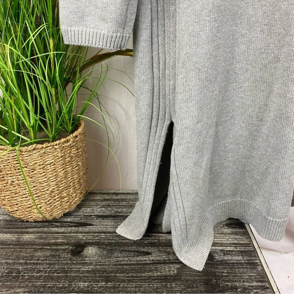 WinterSilks Gray Cotton Open Front Long Sleeve Duster Sweater M Size M - Image 4