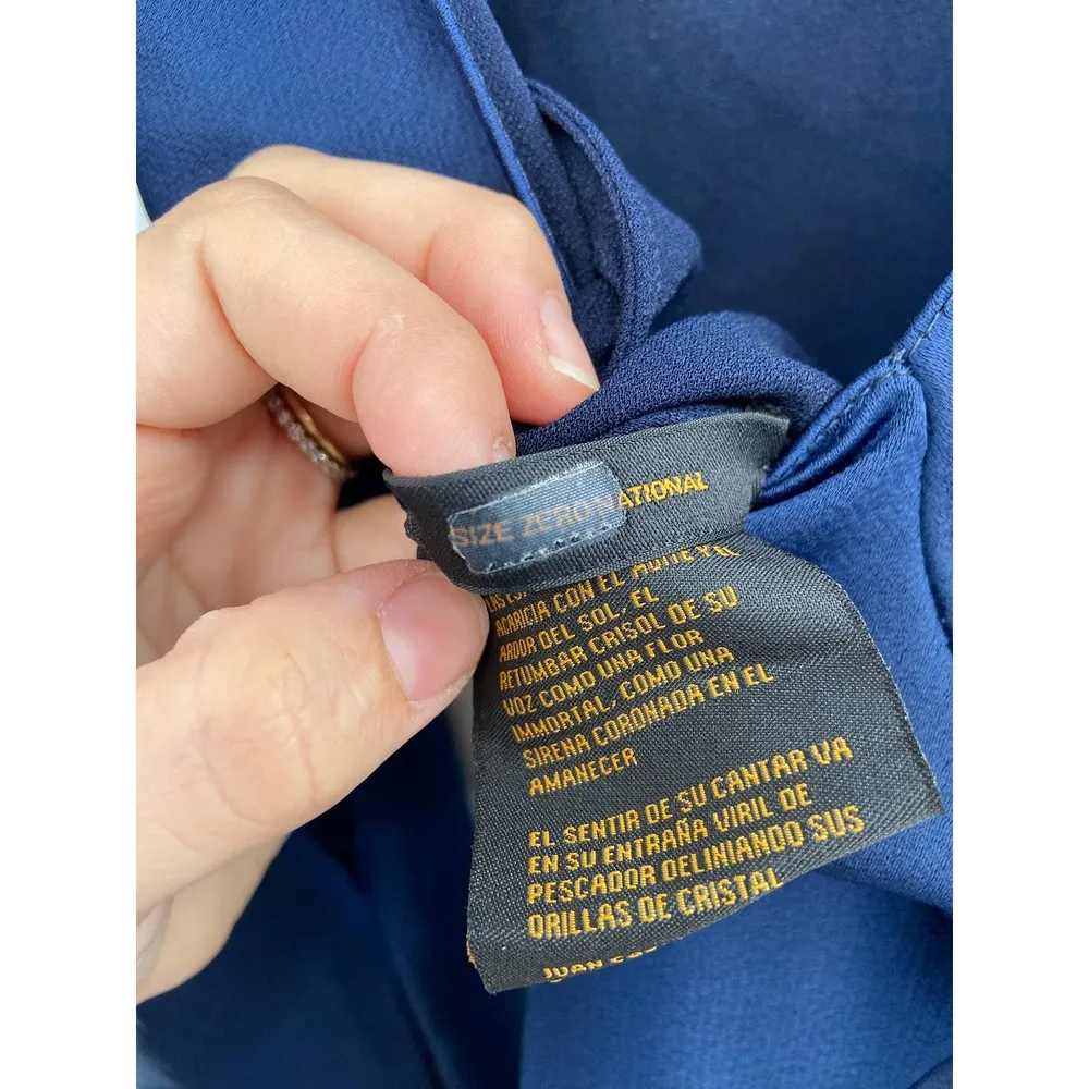 Juan Carlos Obando Navy Blue Satin Cold Shoulder V - Image 5