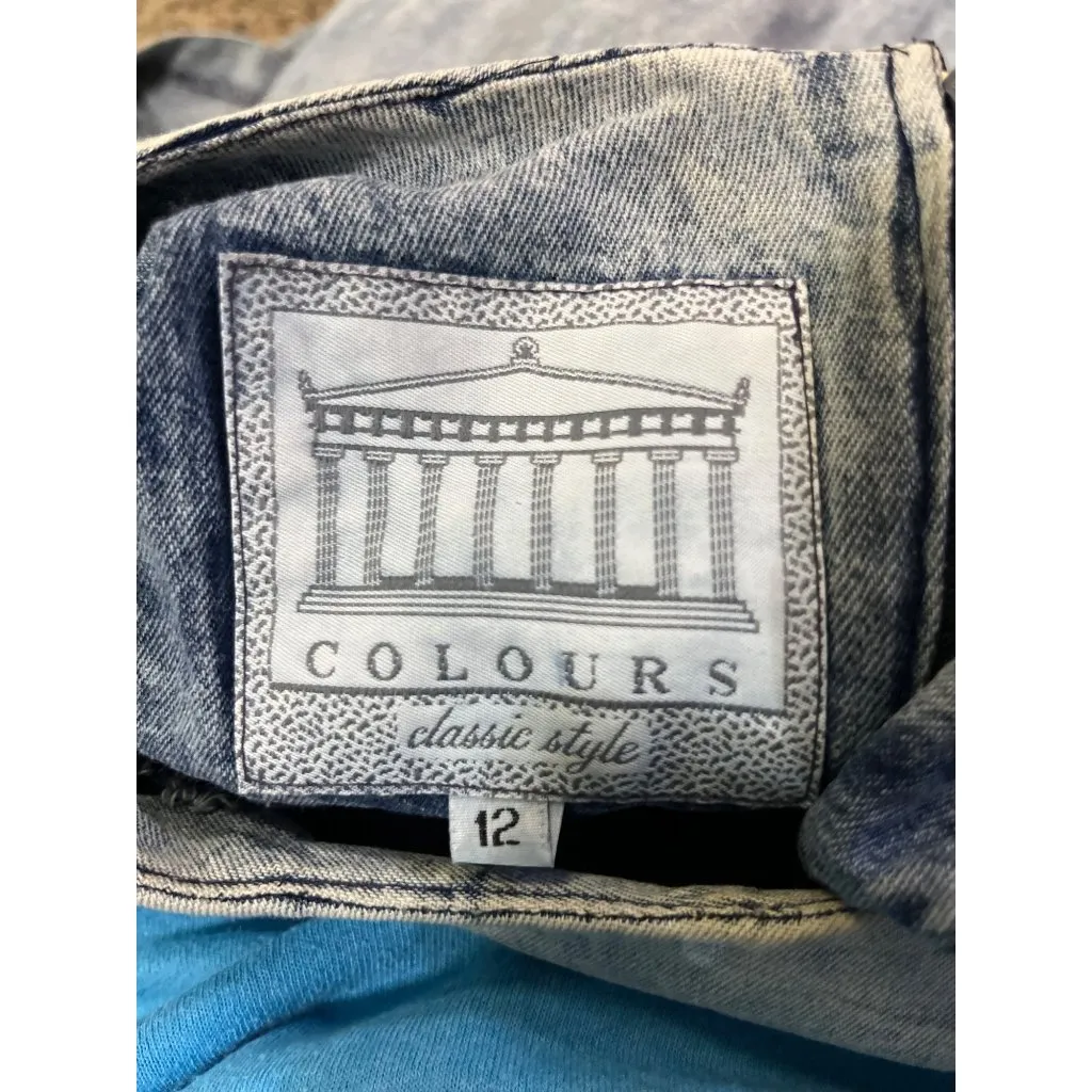 Vintage Colours Blue Denim Dress Womens 12 With Embroidered Detail & Back Zipper - Image 6