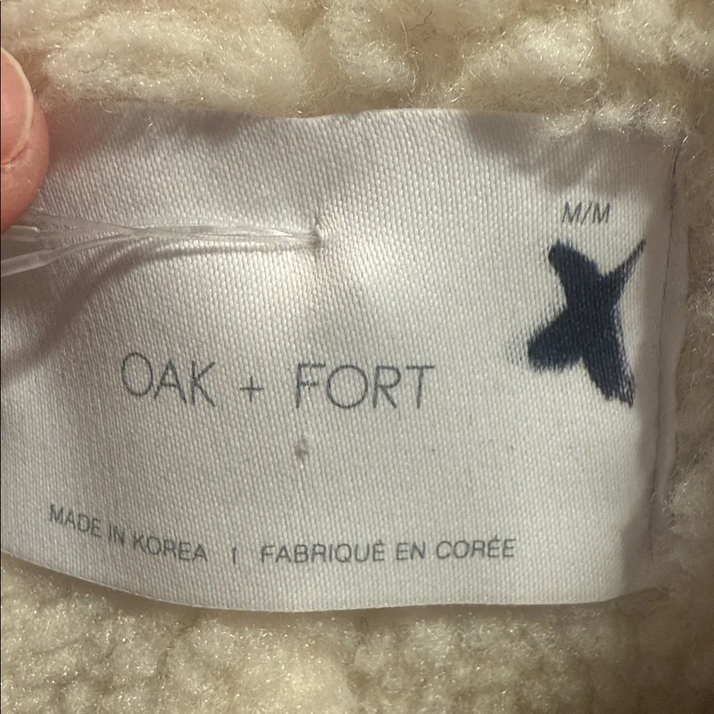 OAK + FORT WOMENS small gray Jacket with Cream Sherpa Collar - Image 3