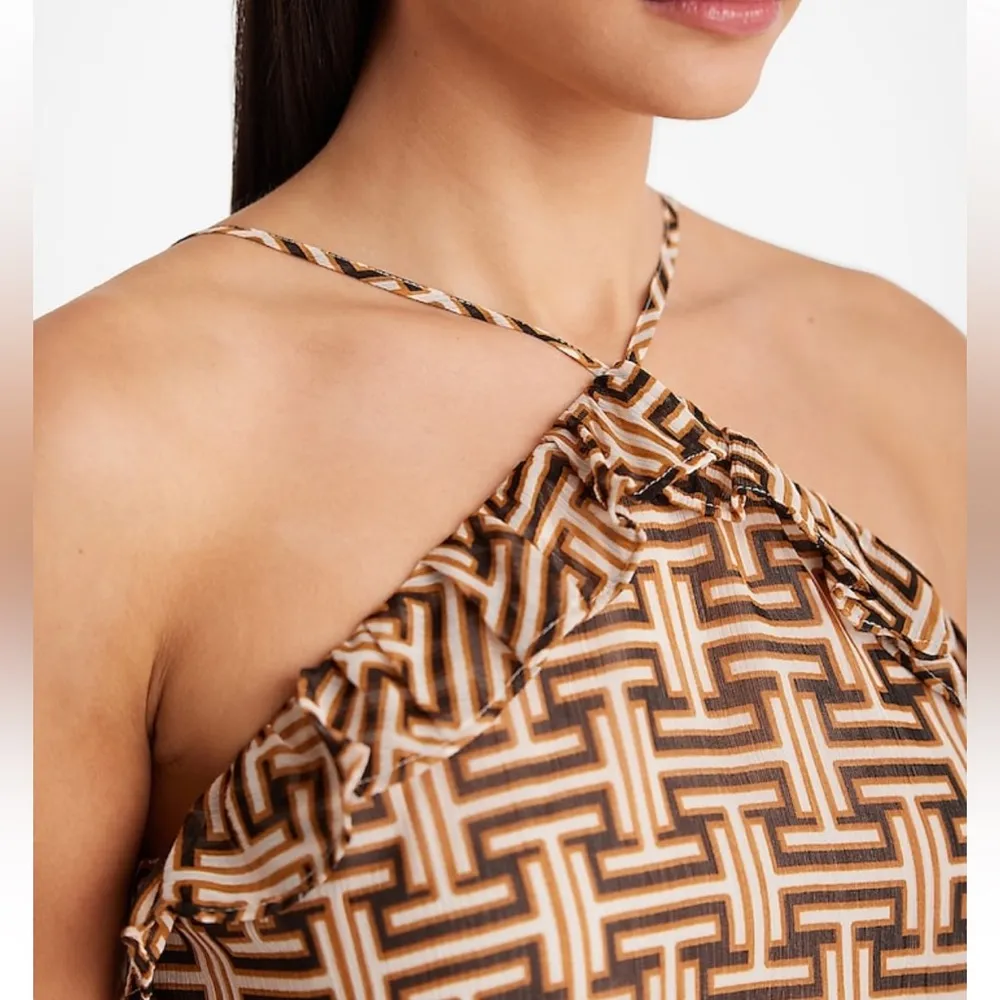 Express Printed Ruffle Halter Neck Tank, Small NWT - Image 2