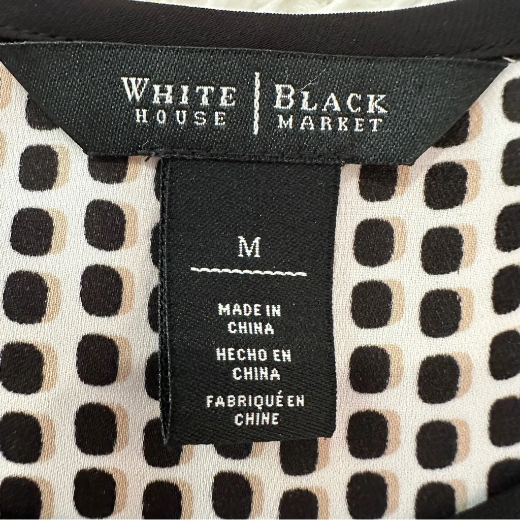 White House Black Market Polka Dot Market Grid Sleeveless Blouse Size M - Image 9