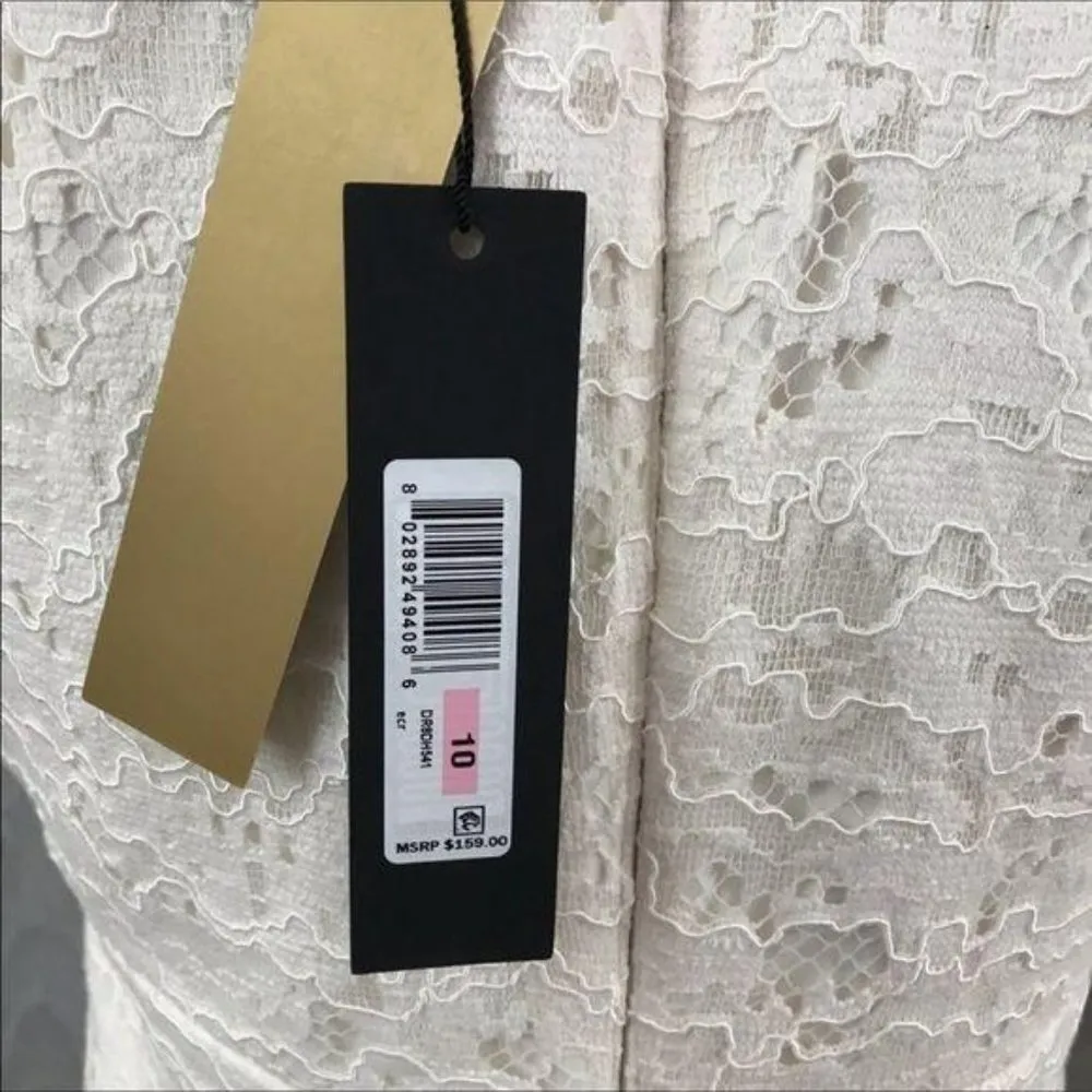 NWT Donna Karan white lace ruffle sleeveless dress size 10 wedding style - Image 5