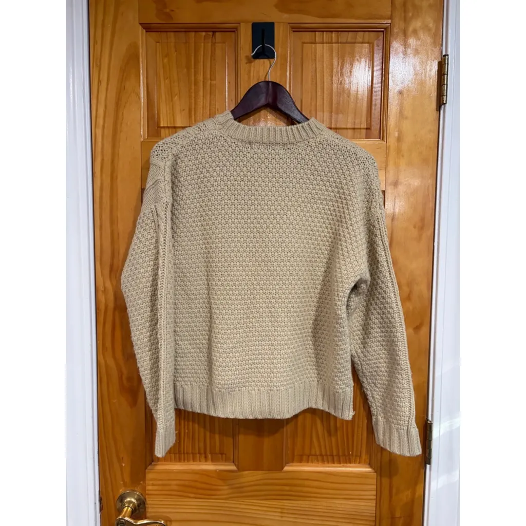 Pomander Place Cable Knit Fisherman Sweater XS Oatmeal Beige Chunky Crew - Image 4