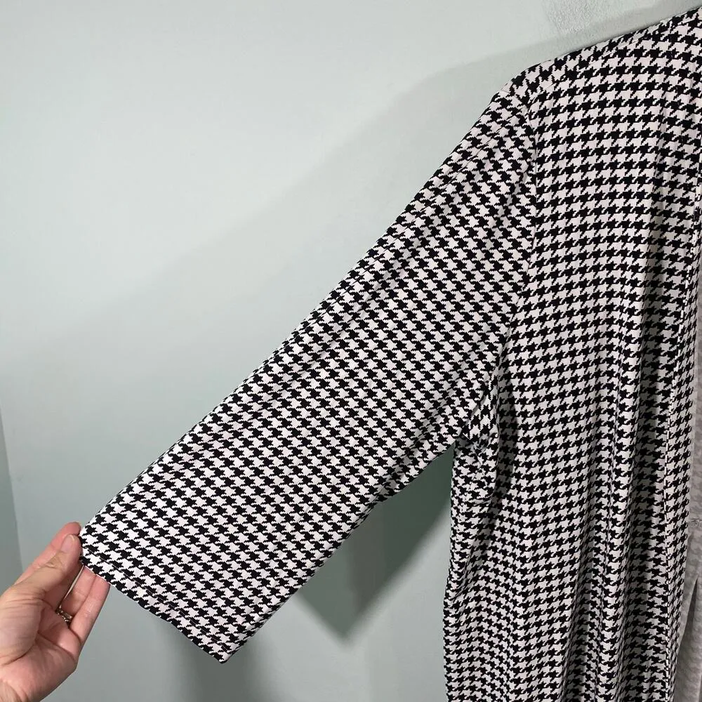 J Jill Women's Wearever Collection Houndtooth Open Front Knit Cardigan Size XLP - Image 4