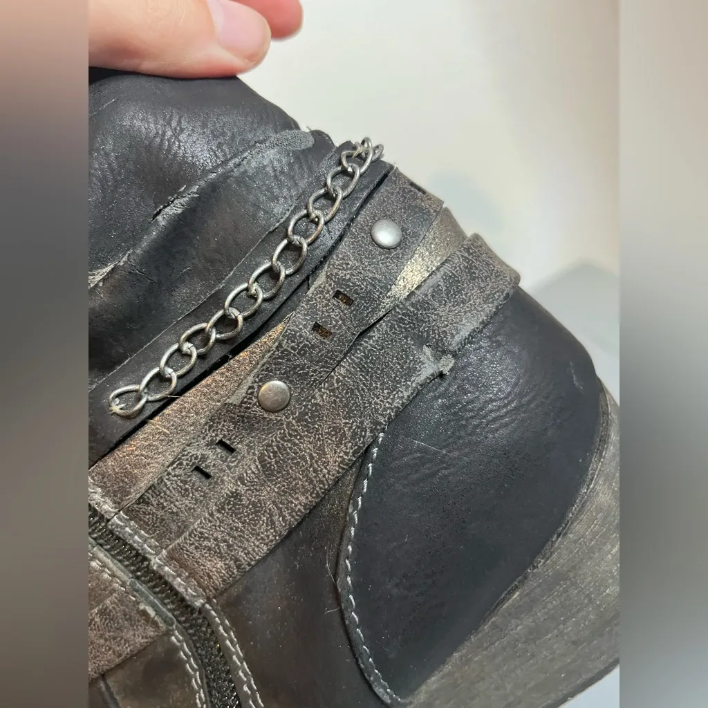 Jellypop Nashville Kinney Grunge Gunmetal Chain Grunge Rock Ankle Booties Sz 8.5 - Image 15