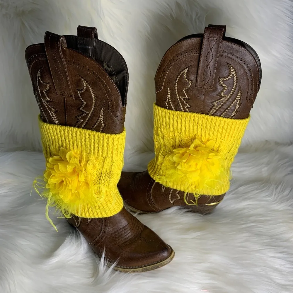 Handmade Removable Women’s Boot Band/Cuffs Yellow - Image 2