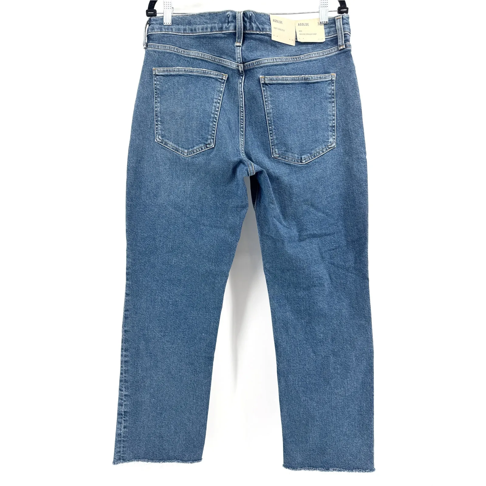 AGOLDE Kye Mid Rise Straight Crop Jeans Womens Sz 31 NWT Mirage Mid Wash Denim - Image 7