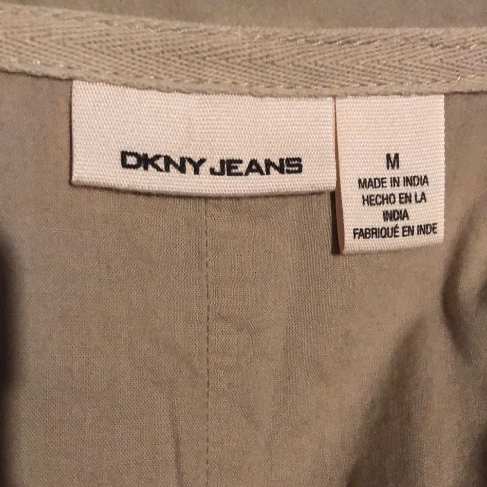 DKNY Jeans Lightweight Cotton Beige Blazer Medium - Image 7