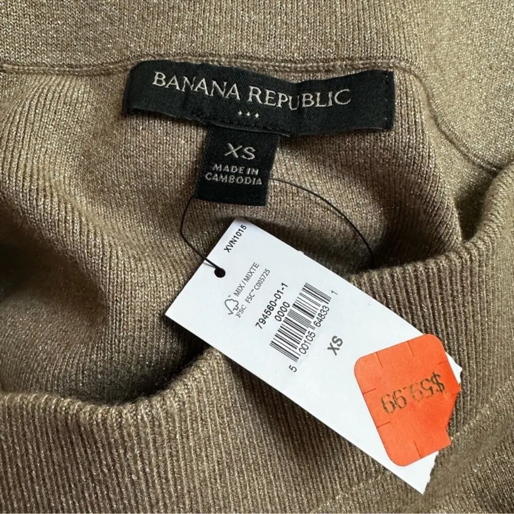 NEW Banana Republic Shimmer Gold Midi Skirt Casual Boho Indie Evening Sparkle - Image 5