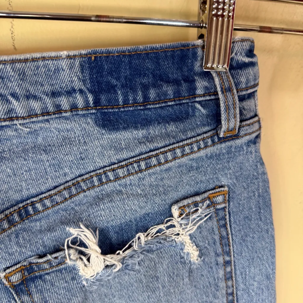 Abercrombie & Fitch High Rise Mom Short Size 28 Curve Love Distressed Denim‎ - Image 5