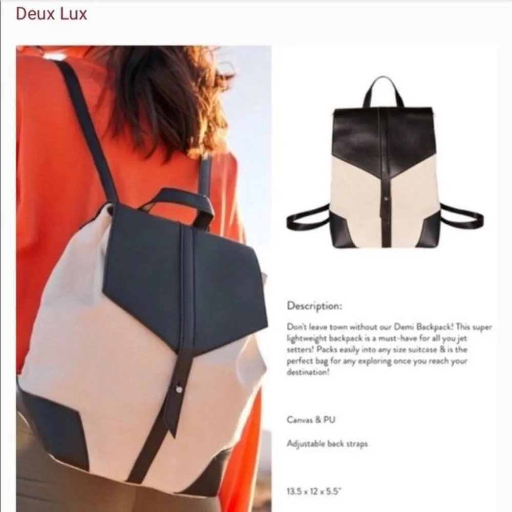 Deux Lux  Ivory Canvas Demi Back Pack - Image 3