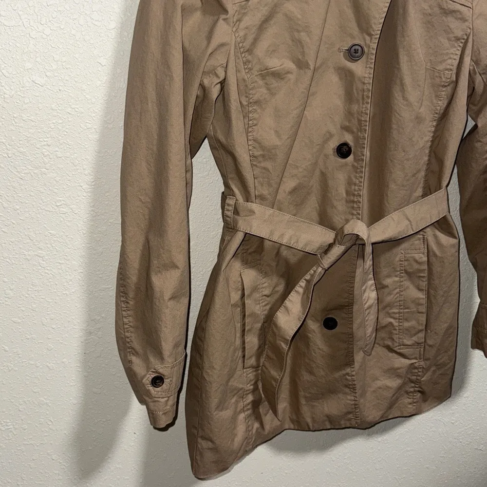 Gap‎ hooded trench coat tan women's small - Image 4