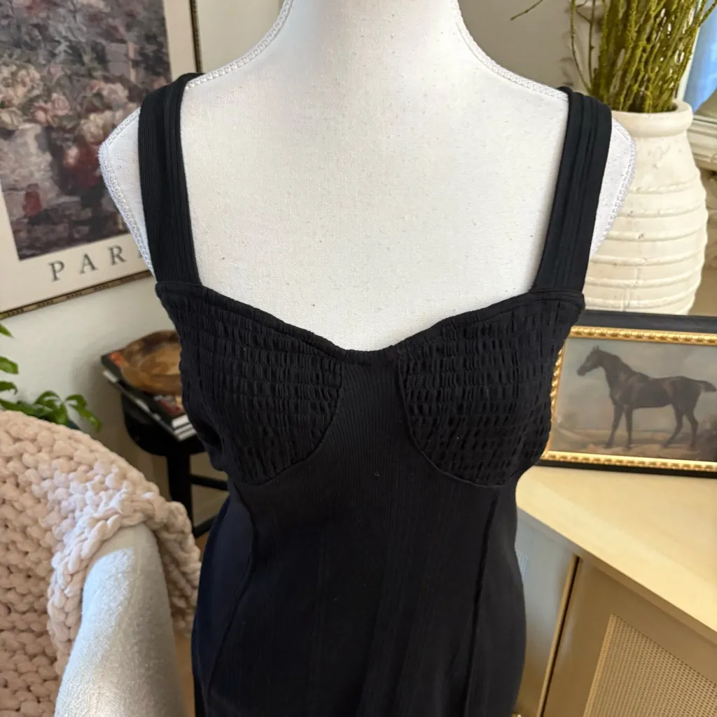 FREE PEOPLE BEACH Black‎ Maxi Dress Smock Detail Size Medium - Image 2