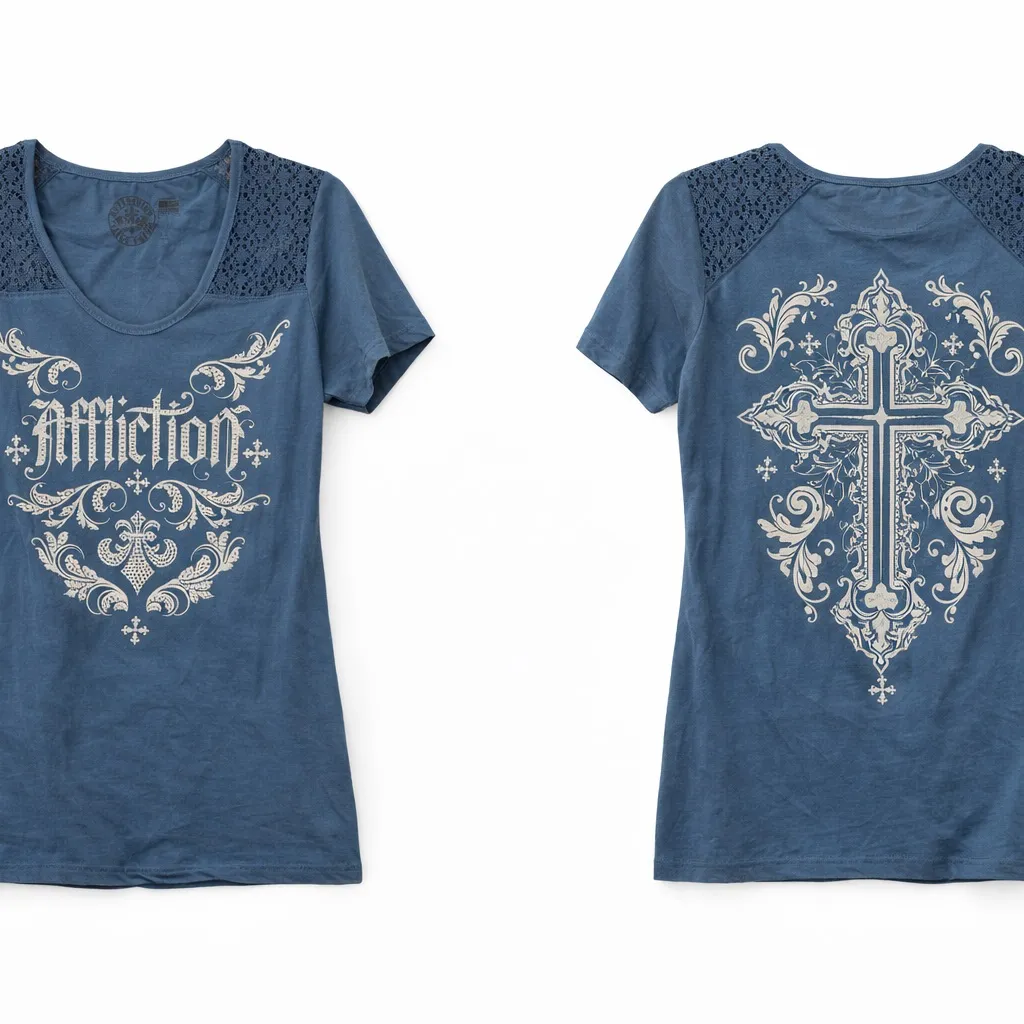 Affliction Shirt Women Size Large Y2K Studded Rhinestone - Image 2