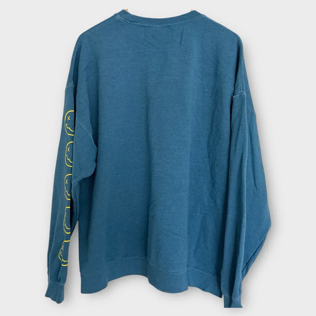 Nirvana Oversized Crewneck Sweatshirt Blue Tie Dye Print S/M - Image 8