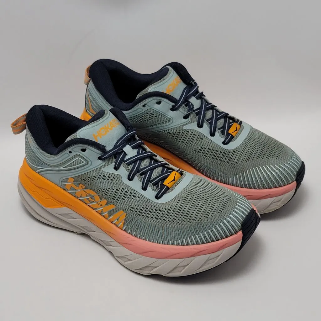 Women's Hoka One Bondi 7 Running Sneakers Athletic Shoes Blue Orange Size 8.5 - Image 8