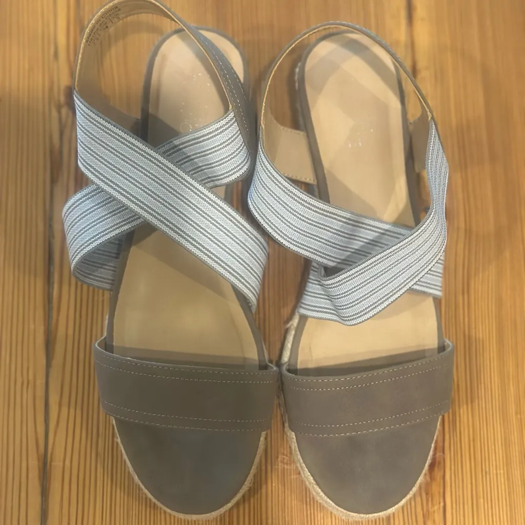 Market & Spruce Celeste Taupe Elastic Wedge Sandal - Image 2