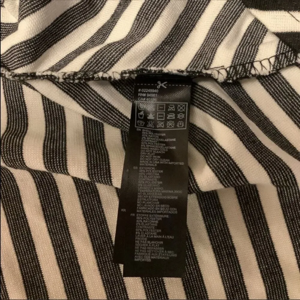 FOREVER 21 Black & White Mesh  Fit & Flare Stripe Dress Size Medium - Image 4