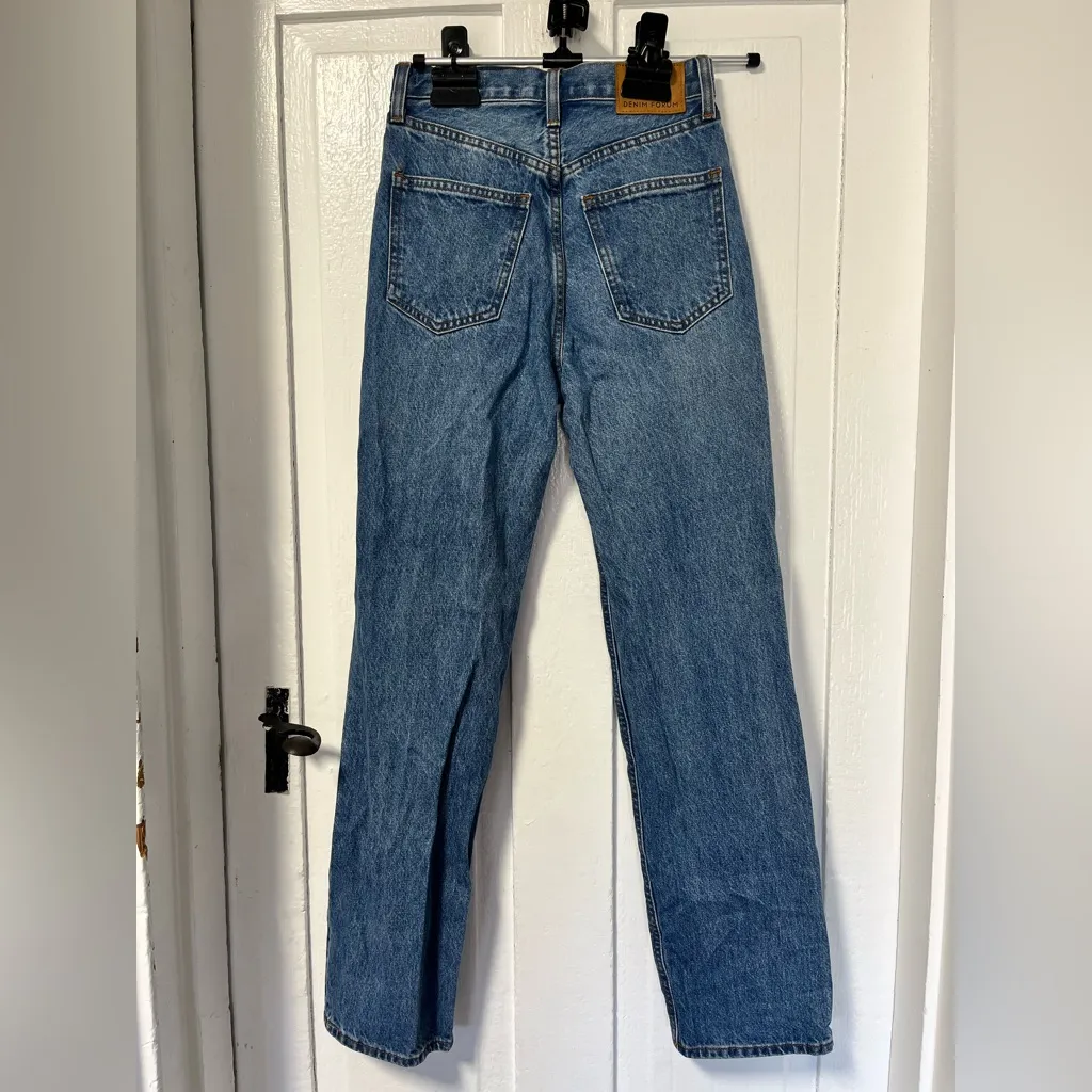 Denim Forum Aritzia Joni high rise loose button fly denim jeans 30 length sz 25 Blue - Image 3