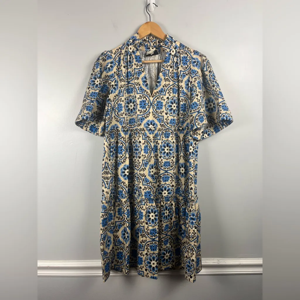 Tuckernuck Golden Medallion Crawford Dress blue and khaki size Small - Image 3