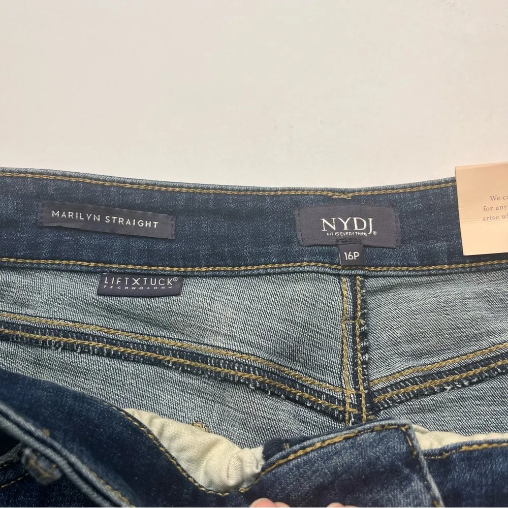 NYDJ Straight Women Size 16 Petite 16P Denim Blue Jeans Lift Tuck Technology NEW - Image 2