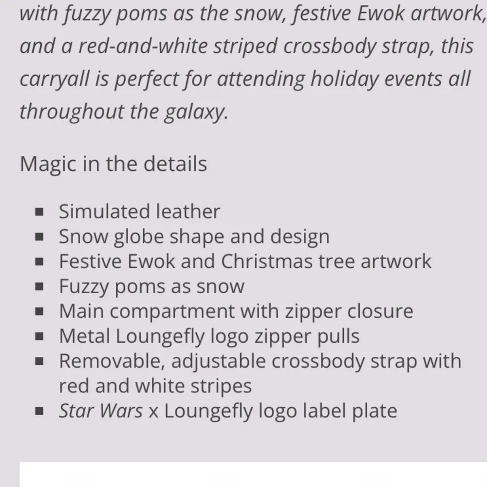 NWT Ewok holiday snow globe Star Wars loungefly crossbody - Image 6