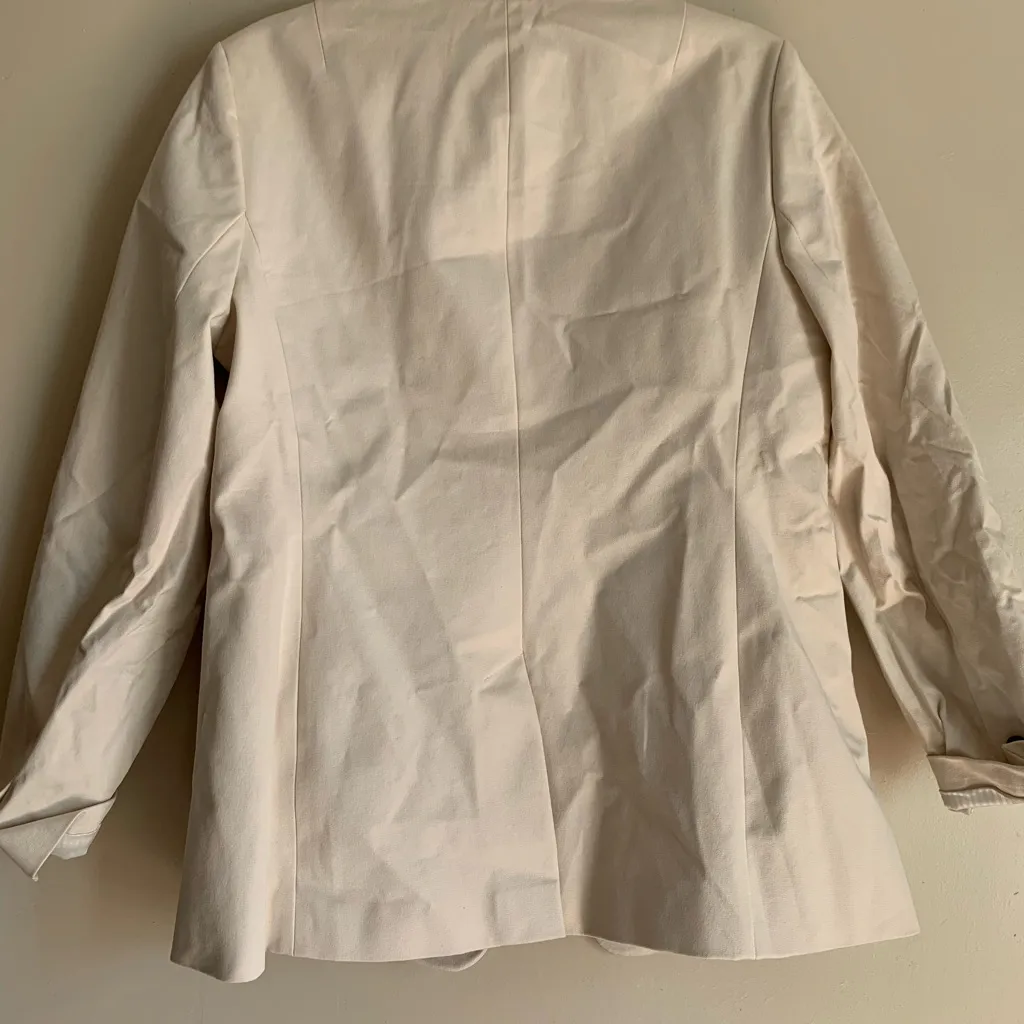 Banana Republic Long and Lean Blazer Women Coat Size 14 Cream White Formal - Image 4