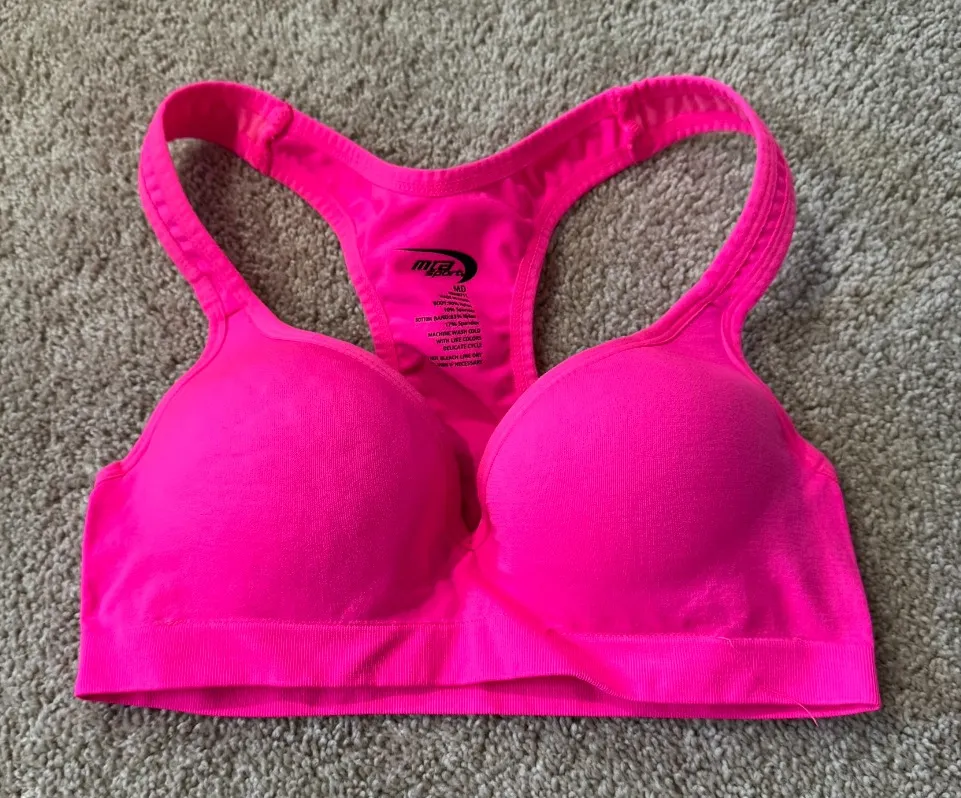 MTA Sports Bright Pink Padded Underwire Sports Bra Women's Size Medium - Image 1