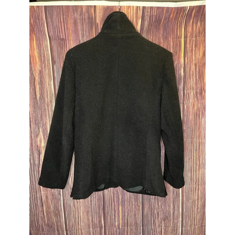 Sandro  Blazer Jacket Womens 10 Med Length Linen Blend Button Front Shoulder Pads - Image 2