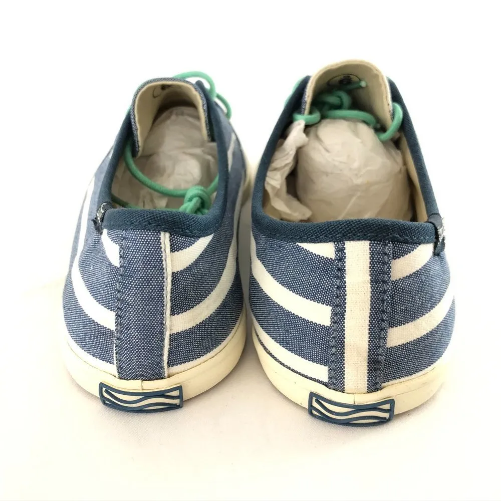 Soludos Womens Lace Up Sand Shoes Sneakers Striped Canvas Blue White Size 6 - Image 3