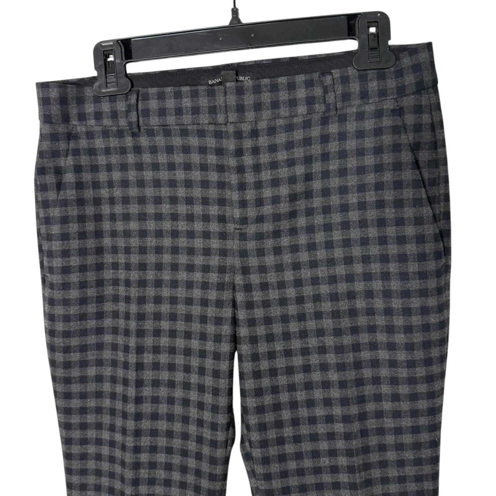 Banana Republic Ryan Gingham Plaid Pants Womens 4‎ Petite Gray Checkered Office - Image 9