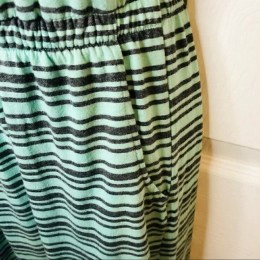 Derek Heart Stripe Cutout Back Maxi T-Shirt Dress Mint Green Gray M - Image 7