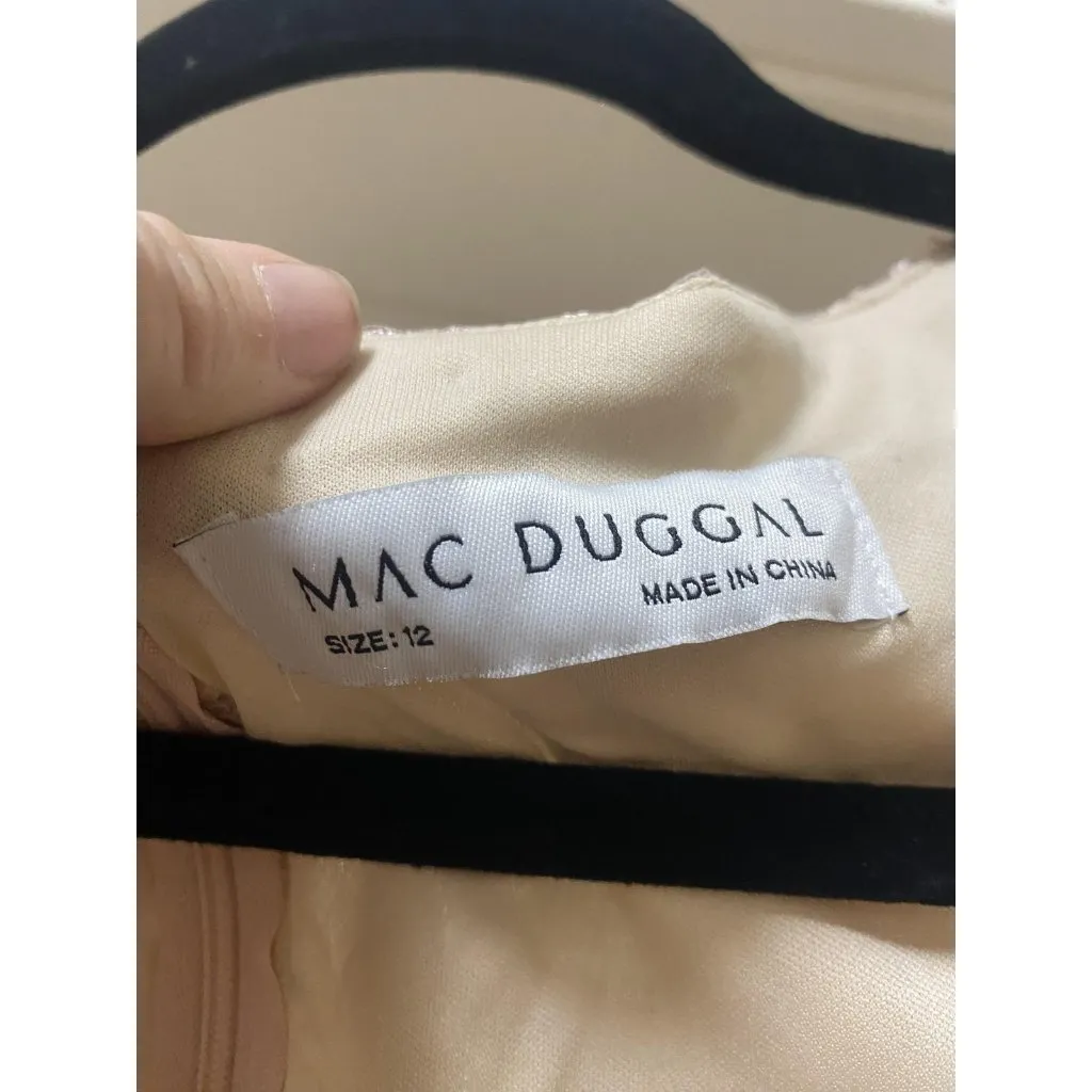 Mac Duggal Dress Womens Size 12 Blush Pink Beaded Sequin Long Sleeve Gown 70224 - Image 3