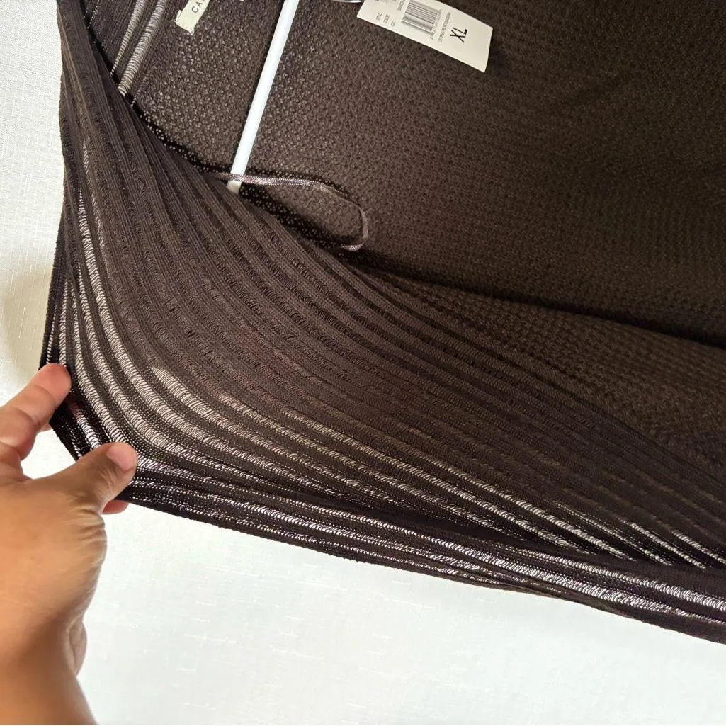 Carolyn Taylor Brown Cardigan Sweater Lightweight Knit - Image 7