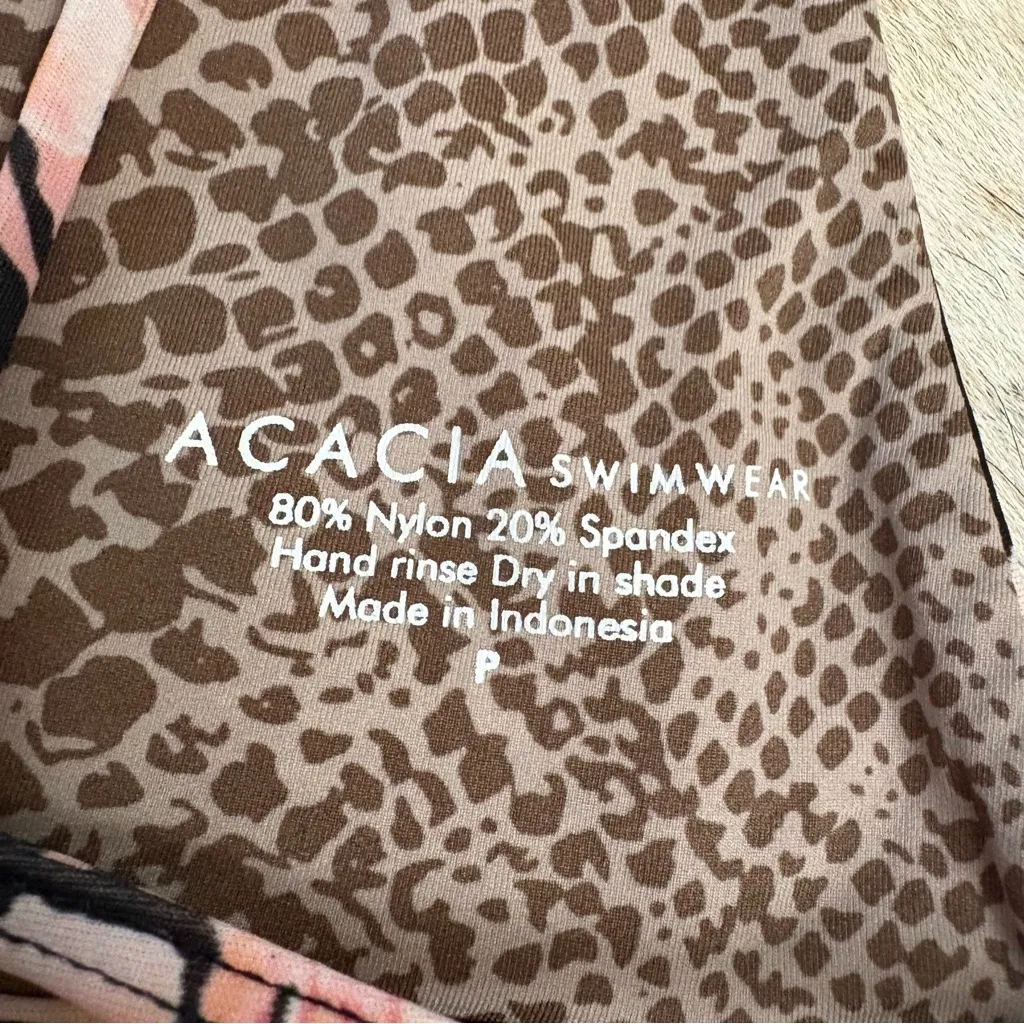 ACACIA‎ Swimwear Aloha Floral Two Piece Set Kekaha Top Waikoloa Bottom Size XS/S Black - Image 5